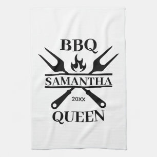 Funny GRILLEN Personalisiert Barbecue Queen Schürz Geschirrtuch