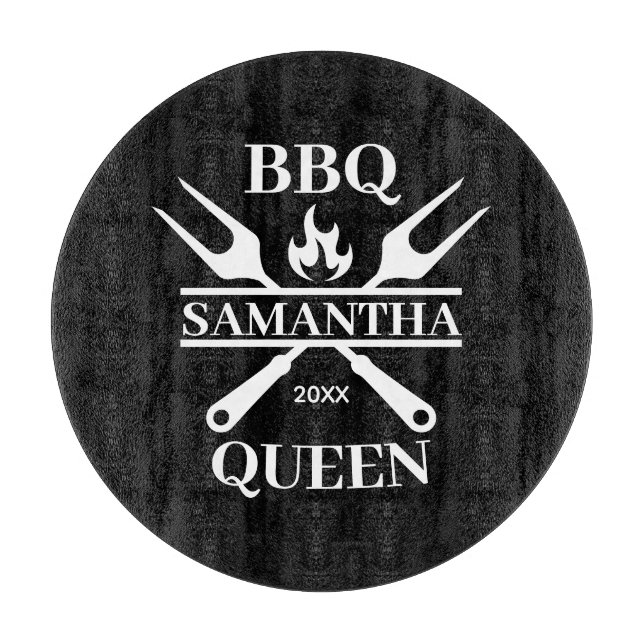 Funny GRILLEN Personalisiert Barbecue Queen Schürz Schneidebrett (Vorderseite)
