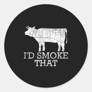 Funny Grillen Rauchen Fleisch gegrillt Steak Id Ra Runder Aufkleber