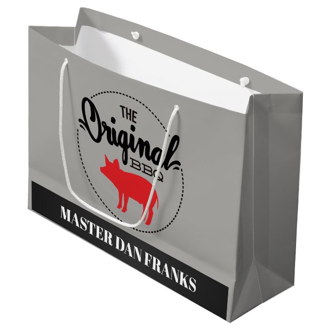 Funny GRILLEN Schwein geben Party Tasche Große Geschenktüte (Vorderseite Schrägansicht)