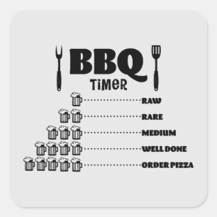 Funny GRILLEN Timer Worart Quadratischer Aufkleber
