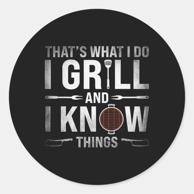 Funny Grilling Grillen Barbecue Smoking Meat Smoke Runder Aufkleber (Vorderseite)