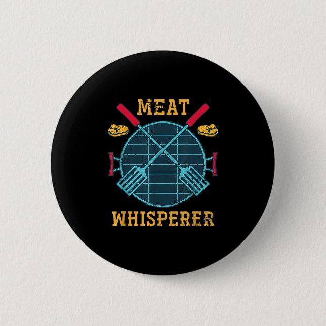 Funny Grillmaster geräuchertes Fleisch Steak Lover Button (Vorderseite)