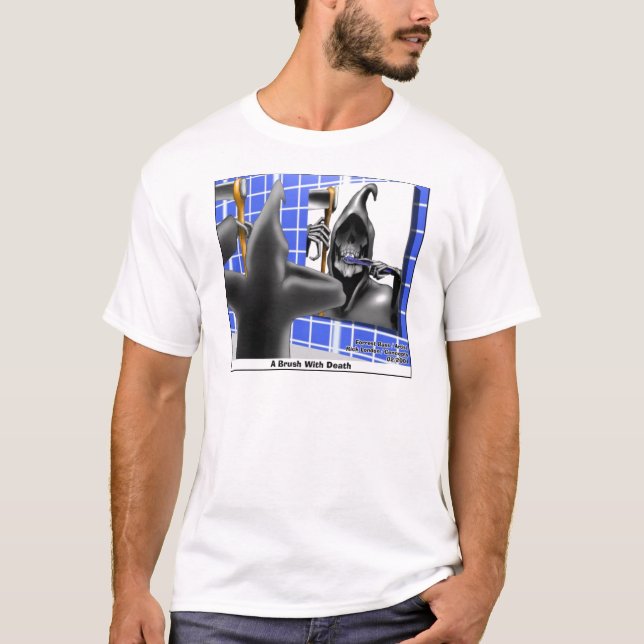 Funny Grim Sensenmann Brush W/Death T-Shirt (Vorderseite)