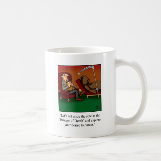 Funny Grim Sensenmann Dance Cartoon Kaffeetasse (Rechts)