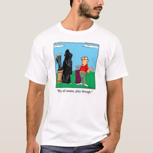 Funny Grim Sensenmann Golf Tee Shirt (Vorderseite)