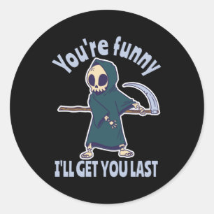 Funny Grim Sensenmann Skeleton Halloween-Kostüm Runder Aufkleber