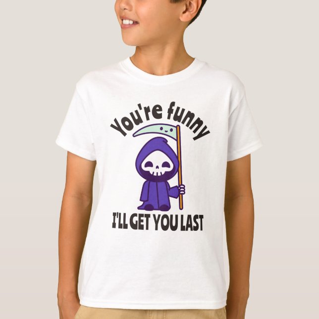 Funny Grim Sensenmann Skeleton Halloween-Kostüm T-Shirt (Vorderseite)