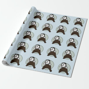 FUNNY GRIZZLY BEAR MIME MATTE WRAPPING PAPIER GESCHENKPAPIER