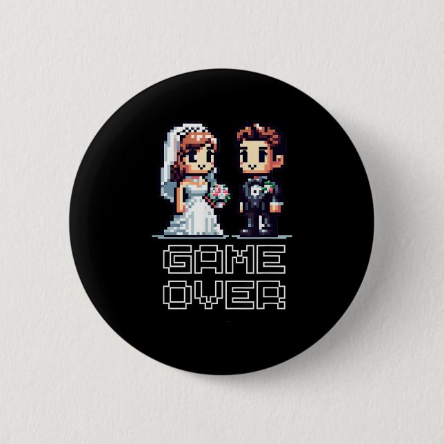 Funny Groom Bride Wedding Bachelor Party Retro Pix Button (Vorderseite)