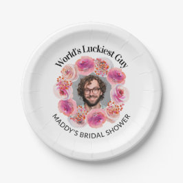 Funny Groom's Gesicht Bachelorette Bright Bloral Pappteller