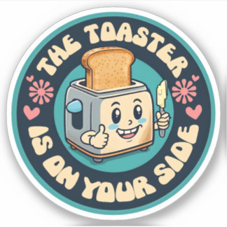 Funny groovy 60s hippie toaster thumbs up aufkleber