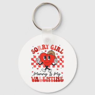 Funny Groovy Heart Sorry Girl Mommy ist mein Valen Schlüsselanhänger