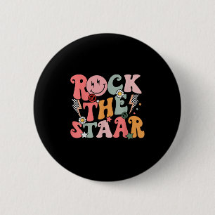 Funny Groovy Testing Day Rock The Staar Motivation Button