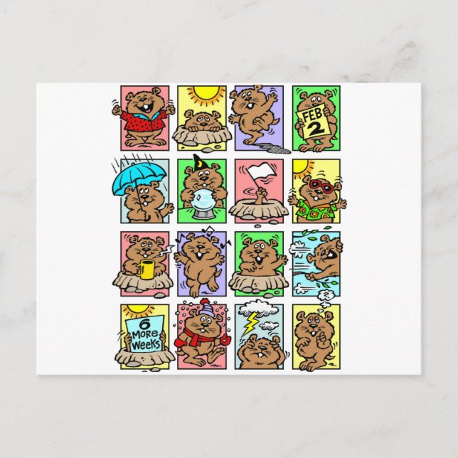 Funny Groundhog Day Cartoon Postkarte (Vorderseite)