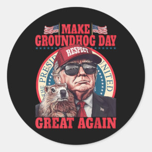 Funny Groundhog macht Groundhog Day wieder groß Runder Aufkleber