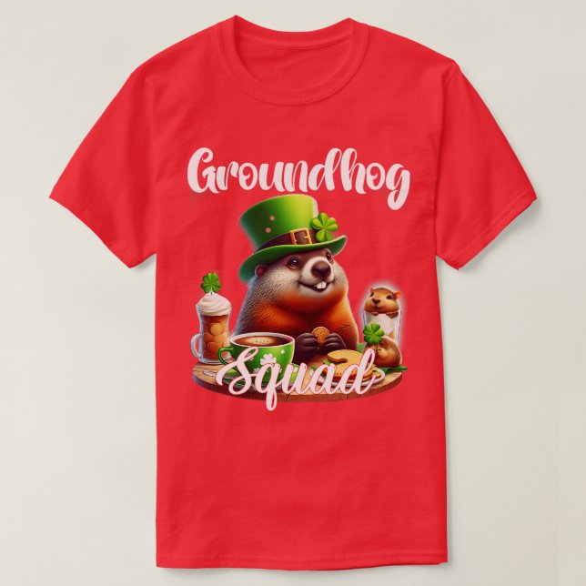 Funny Groundhog Squad Happy Groundhog St Patricks T-Shirt (Design vorne)