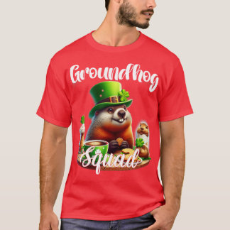 Funny Groundhog Squad Happy Groundhog St Patricks T-Shirt