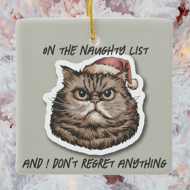 Funny grumpig wütend Cat Weihnachtsfeiertag Keramikornament (Von Creator hochgeladen)