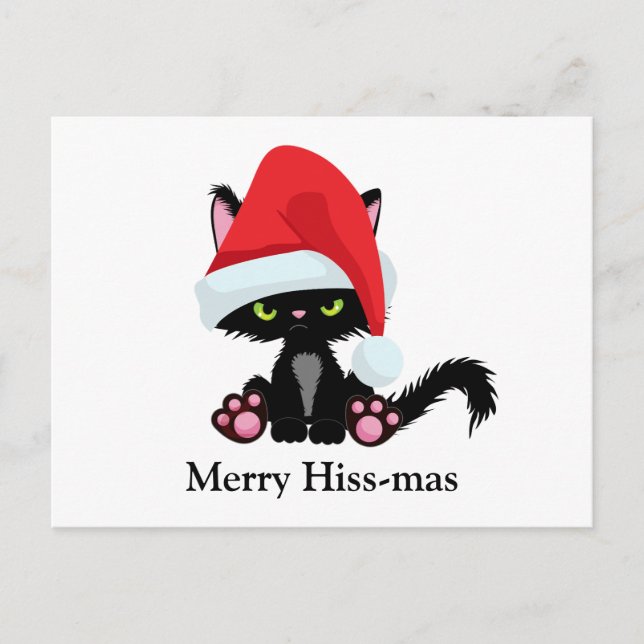 Funny Grumpy Black Cat Weihnachten (Vorderseite)