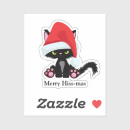 Funny Grumpy Black Cat Weihnachten Aufkleber