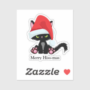 Funny Grumpy Black Cat Weihnachten Aufkleber