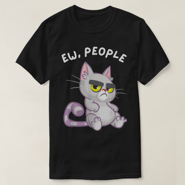 Funny Grumpy Cat Anti Social Design T-Shirt (Design vorne)