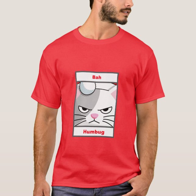 Funny Grumpy Cat Bah Humbug T-Shirt (Vorderseite)