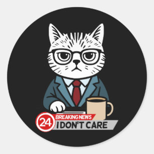 Funny Grumpy Cat Breaking News Meme Runder Aufkleber