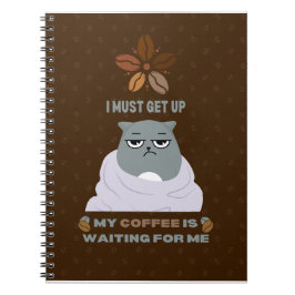 Funny Grumpy Cat Kaffee Lover auf braunem Hintergr Notizblock