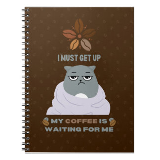 Funny Grumpy Cat Kaffee Lover auf braunem Hintergr Notizblock