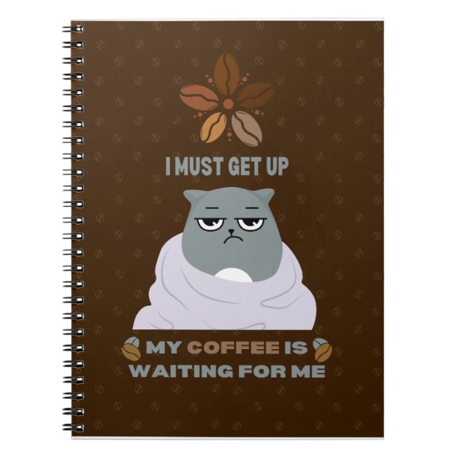 Funny Grumpy Cat Kaffee Lover auf braunem Hintergr Notizblock (Vorderseite)