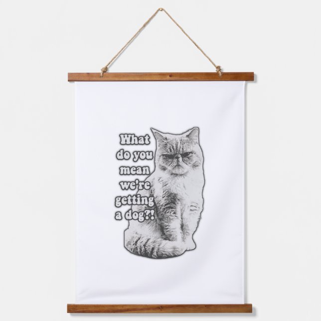 Funny grumpy cat meme für kitty Liebhaber und Besi Wandteppich Mit Holzrahmen (Vorderseite)