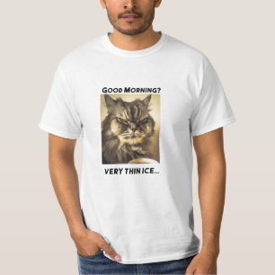 Funny Grumpy Cat Morning Coffee Meme Art T-Shirt