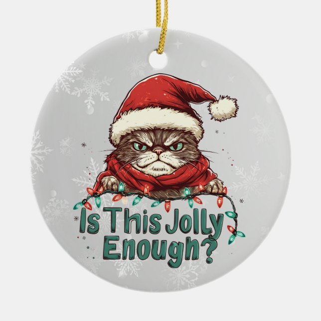 Funny Grumpy Cat Weihnachten 2-seitige Ornament (Vorne)
