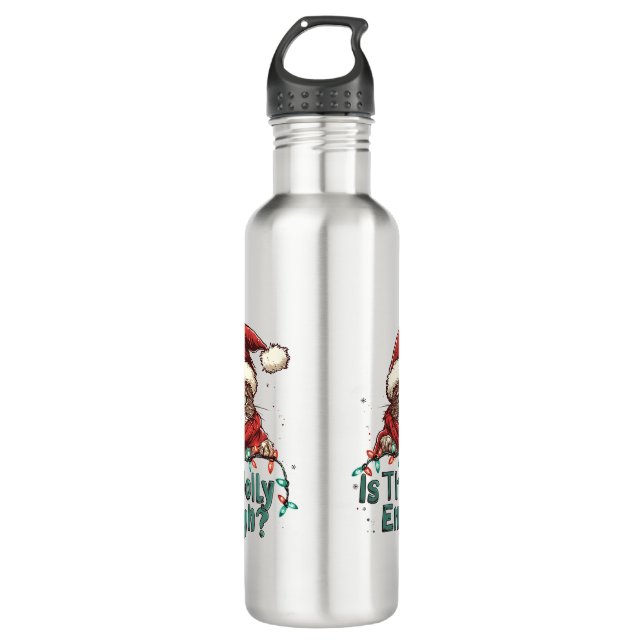 Funny Grumpy Cat Weihnachtswasserflasche Edelstahlflasche (Vorderseite)