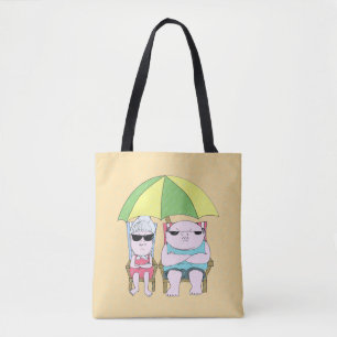 Funny Grumpy Couple am Strand in Rain Art Tasche