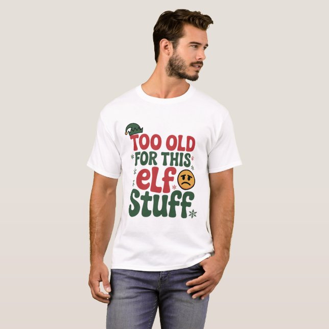 Funny Grumpy Elf Christmas Design T-Shirt (Vorne ganz)