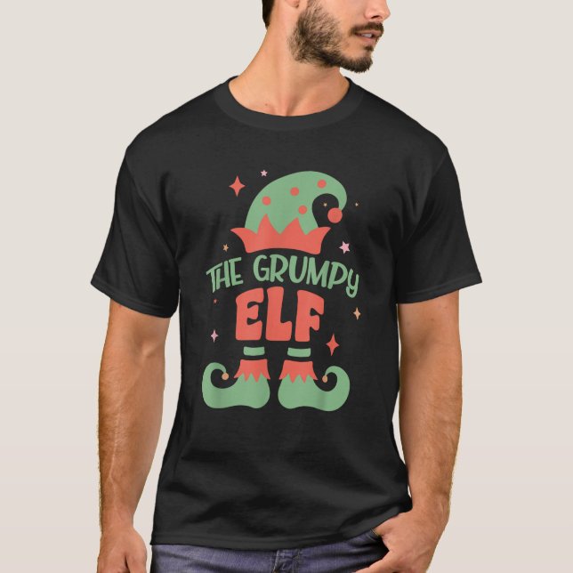 funny Grumpy Elf Matching Family Christmas santa f T-Shirt (Vorderseite)