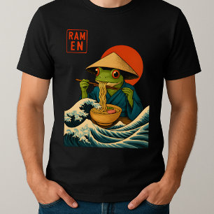 Funny Grumpy Frog Ramen Sumi-e Kawaii Tinte Malere T-Shirt
