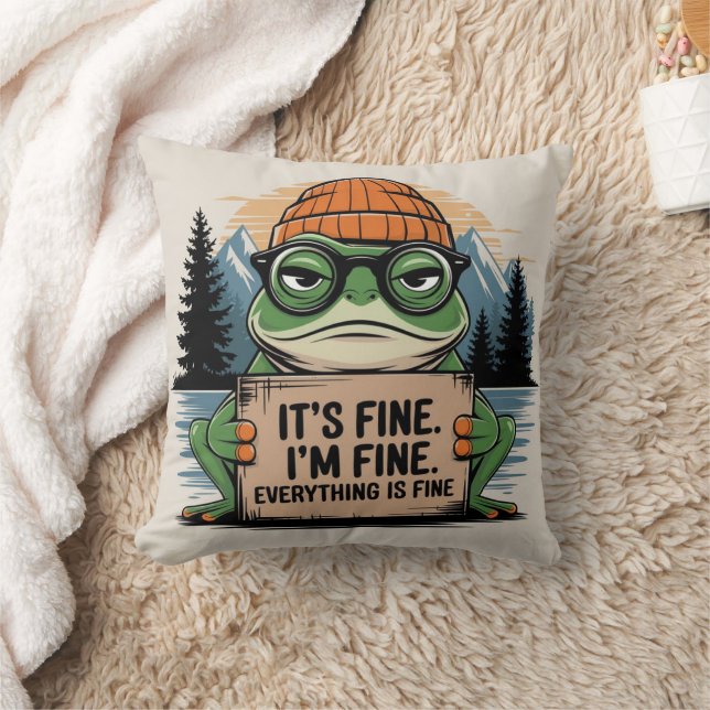 "Funny Grumpy Frog Throw Kissen - Es ist gut. (Decke)