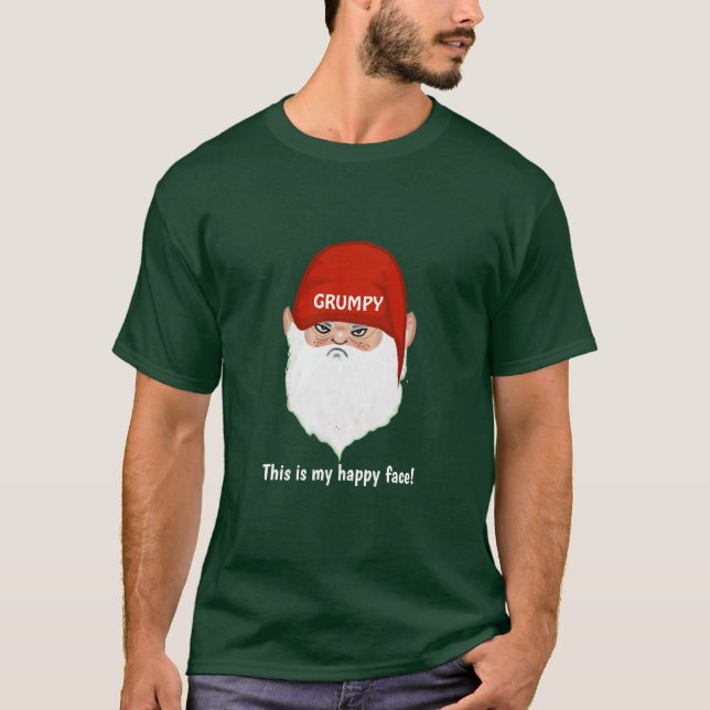 Funny Grumpy Gnome Face T - Shirt (Vorderseite)