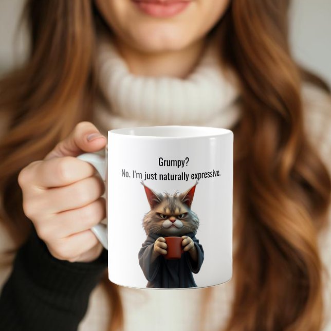 Funny Grumpy Katze in einer Robe und Kaffee Kaffeetasse (Funny Cat Mug-Grumpy cat-Cat in a Robe and Coffee-Brown Cat-Coffee Mug )