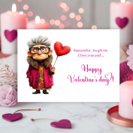 Funny Grumpy Lady Valentine Card Bright Colors Feiertagskarte
