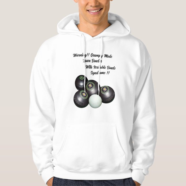 Funny Grumpy Male Lawn Bowler, Hoodie (Vorderseite)