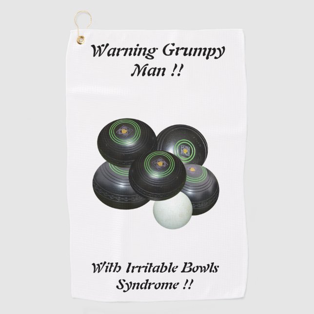 Funny Grumpy Man at Lawn Bowls Design, Golfhandtuch (Vorderseite)