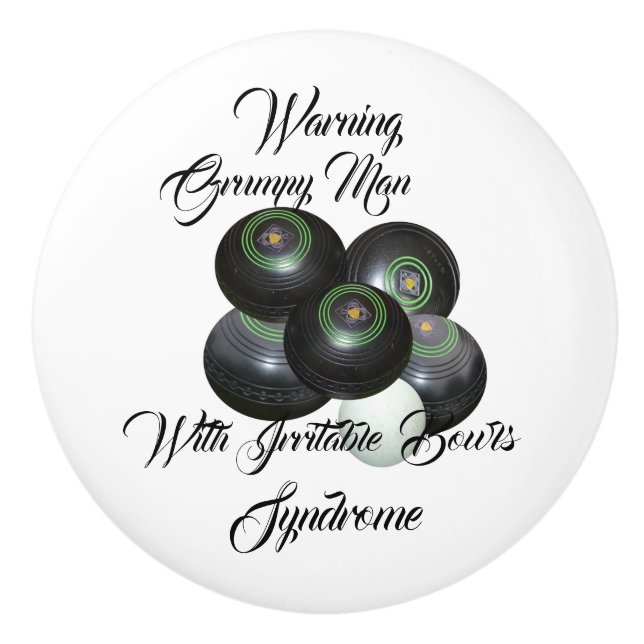 Funny Grumpy Man Lawn Bowls Syndrom, Keramikknauf (Vorderseite)