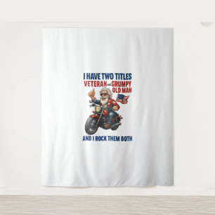 Funny Grumpy Old Man Veteran Motorrad Wandteppich
