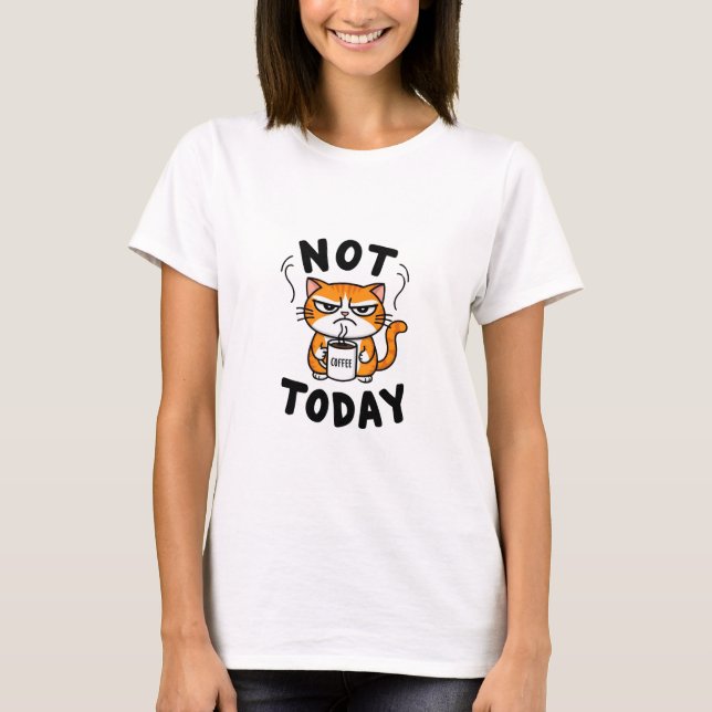 Funny Grumpy Orange und White Tabby Cat T-Shirt (Vorderseite)