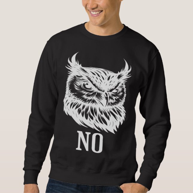 Funny Grumpy Owl No For Teenagers Sweatshirt (Vorderseite)